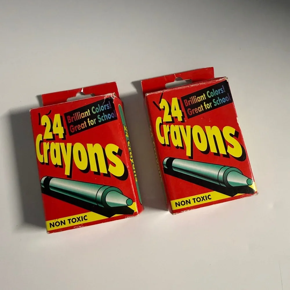 RARE Vintage Family Dollar 24 Crayons Brilliant Colors Non Toxic 2 Boxes 1302913